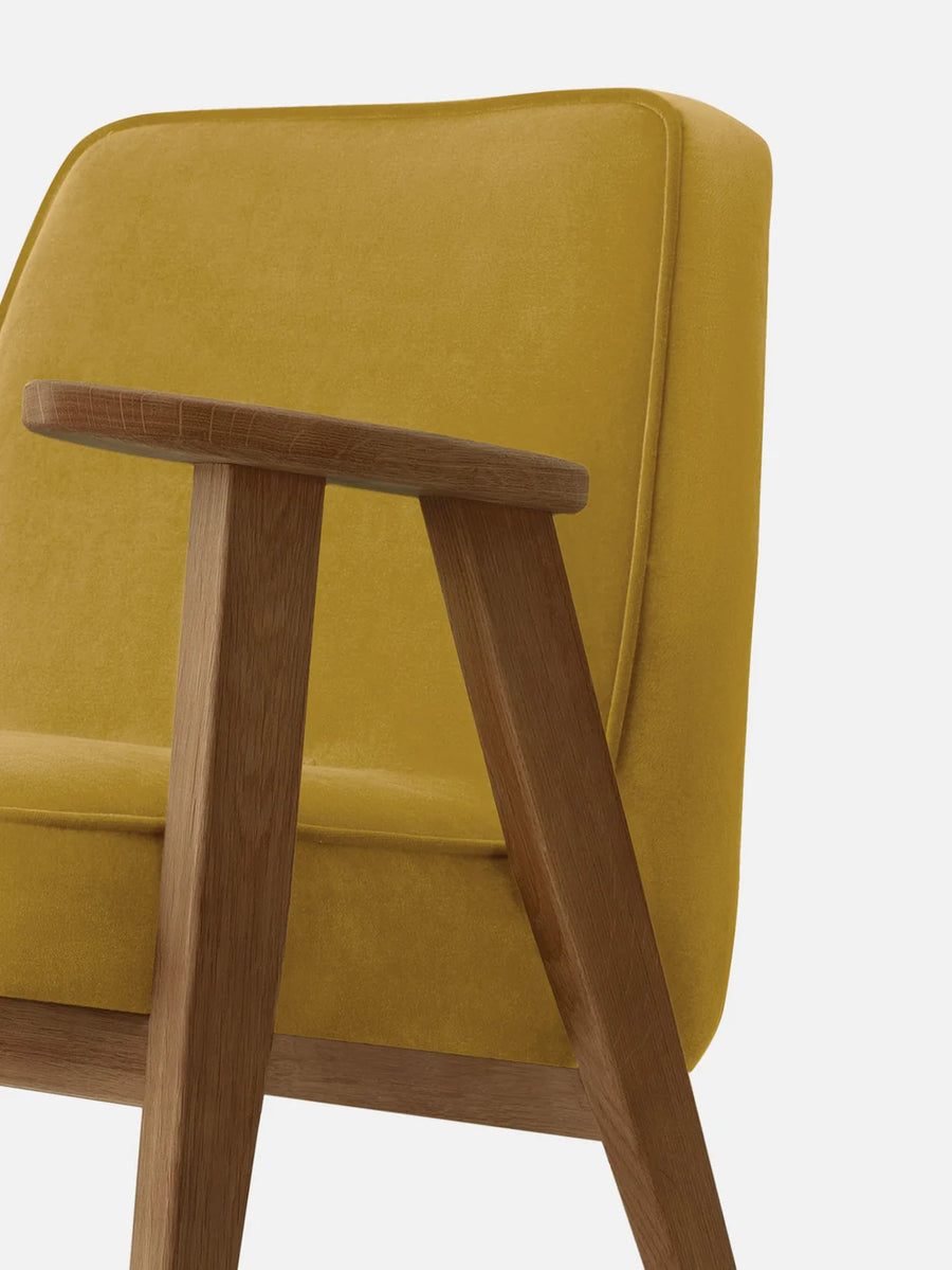 366 Armchair - in Shine Velvet Mustard Fabric