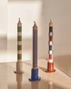 Pattern Candle / Set of 4 / Off-White, Army and Blue Set