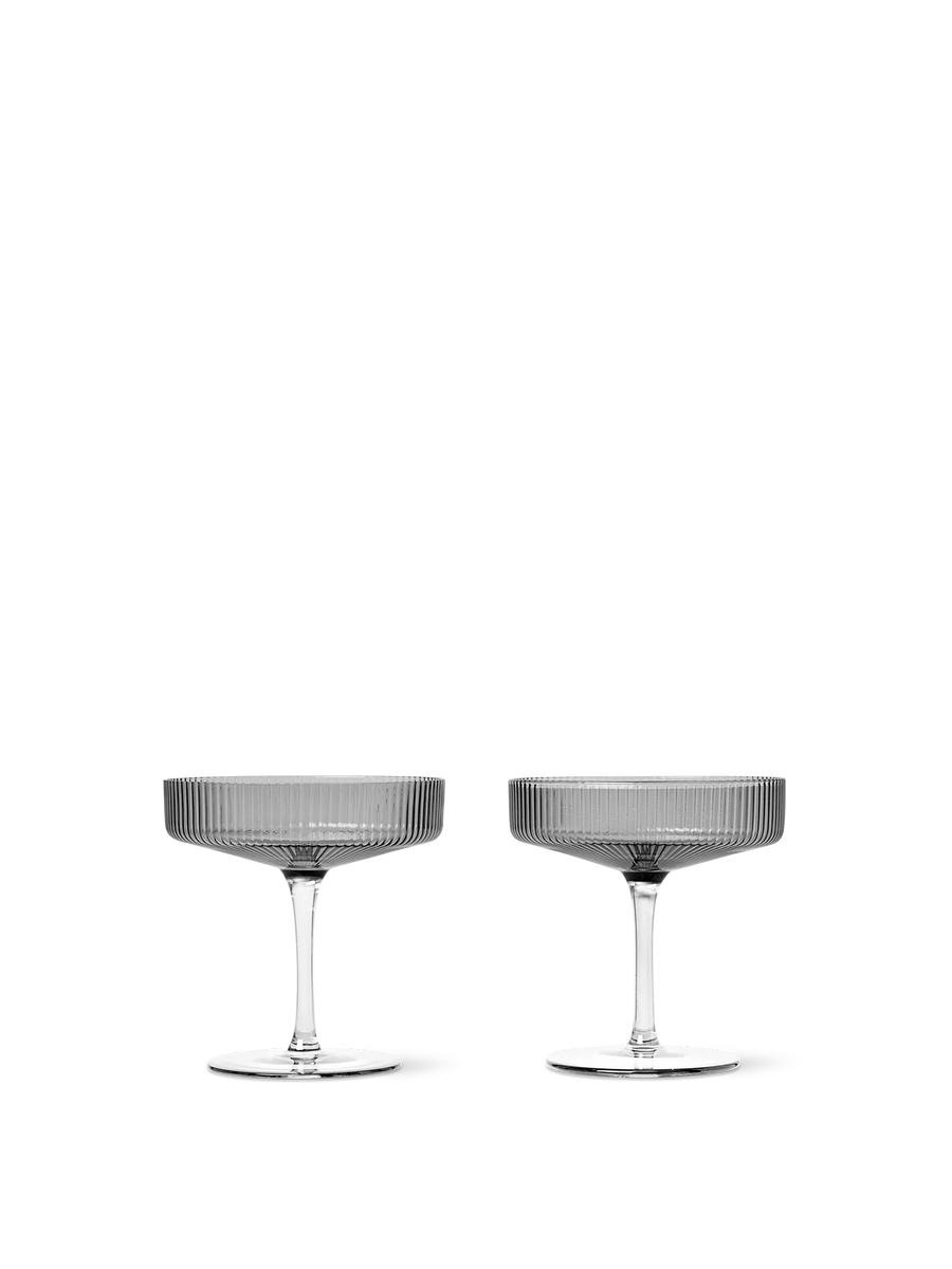 Ripple Champagne Saucers (set of 2) Smoked Grey