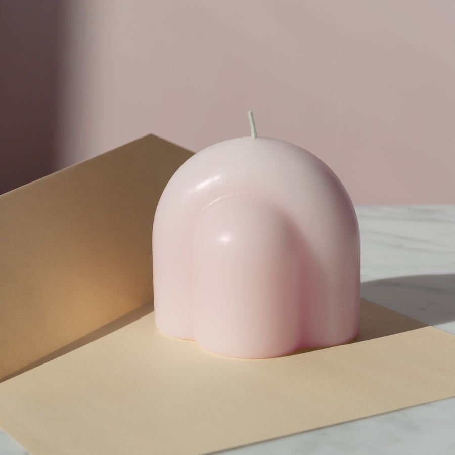 Candle Sculpture Templo Pale Rose
