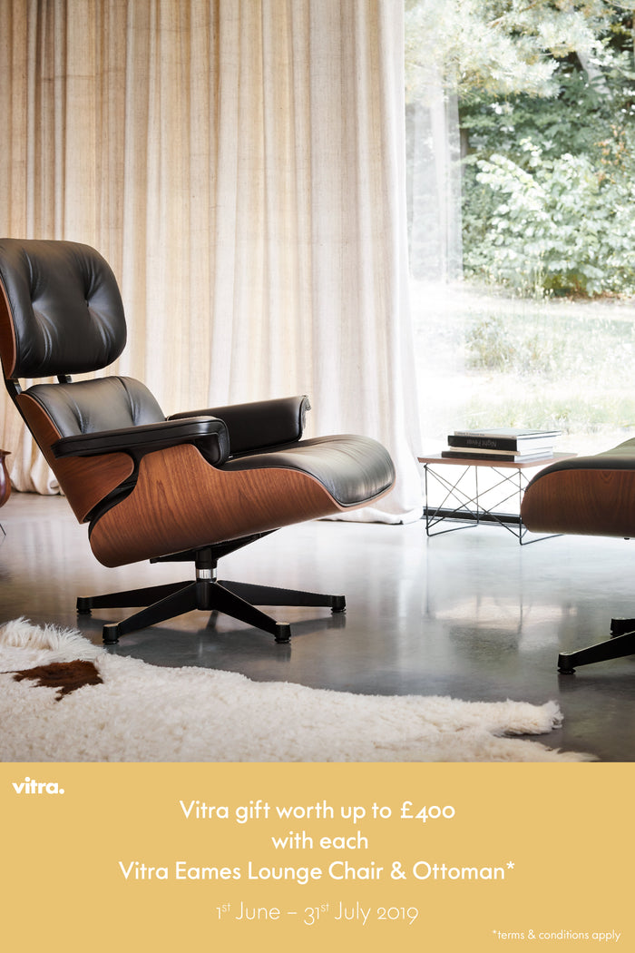 15% off and a Vitra Gift worth up to £400 with each Vitra Eames Lounge Chair & Ottoman *- Until 31st July 2019