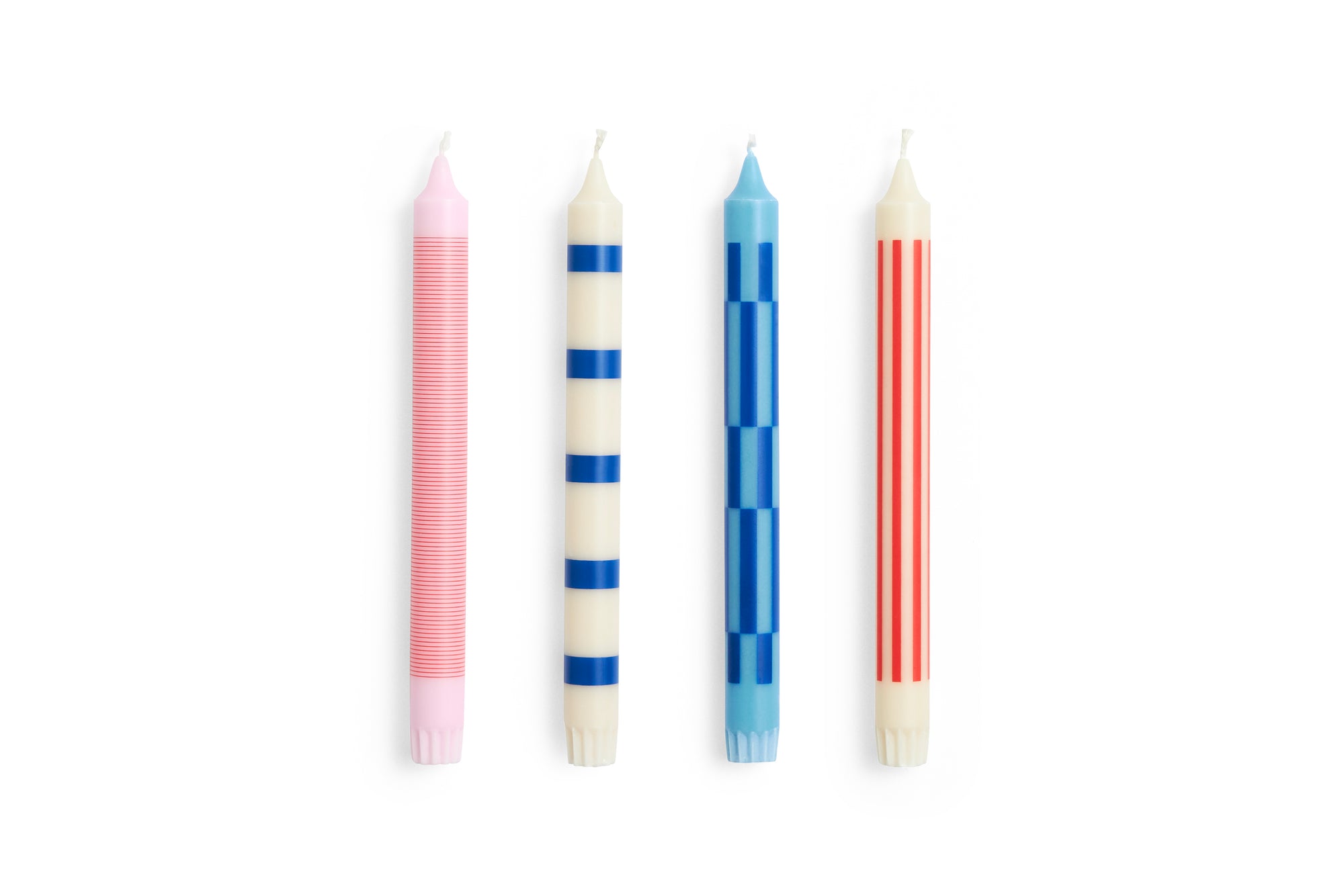 Pattern Candle / Set of 4 / Pink, Red and Blue Set