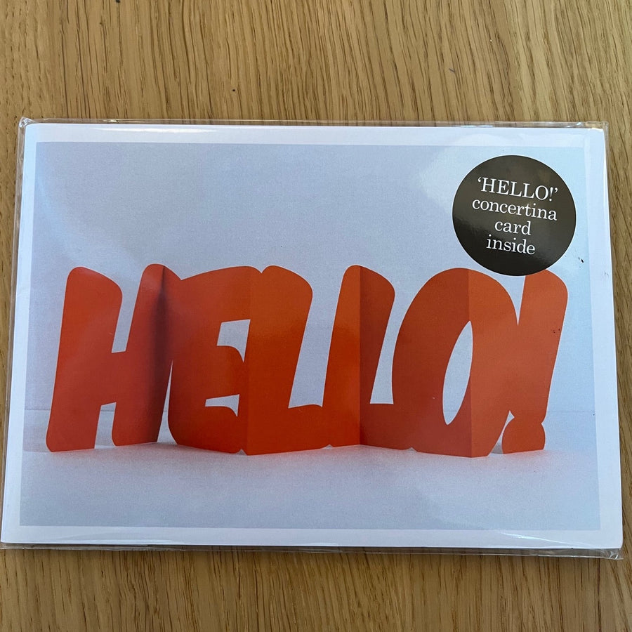 Hello! free standing typographic card
