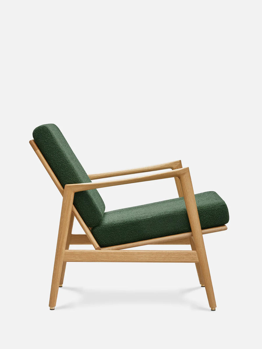 Stefan Lounge Chair - in Boucle Bottle Green Fabric