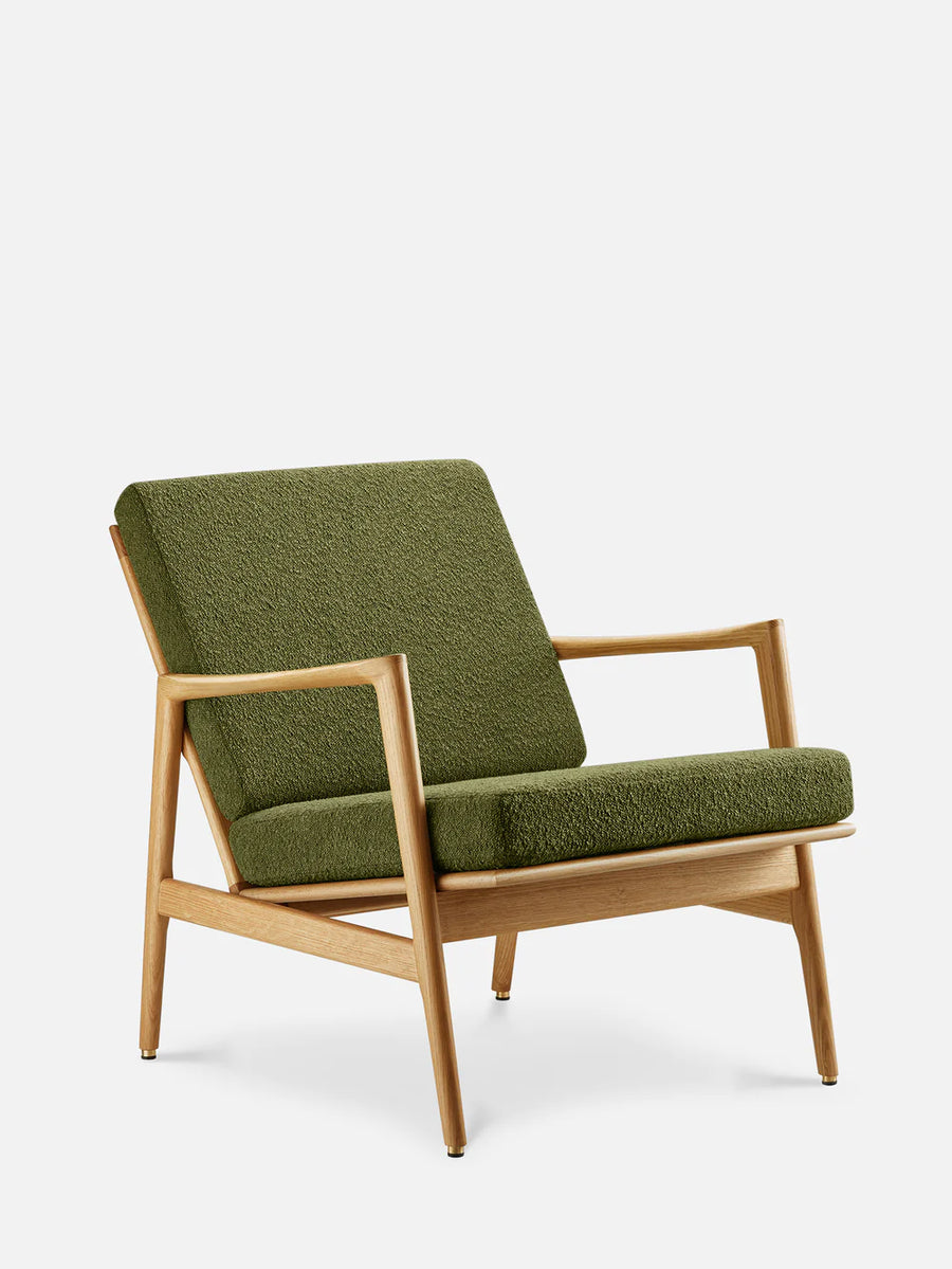Stefan Lounge Chair - in Boucle Olive Fabric