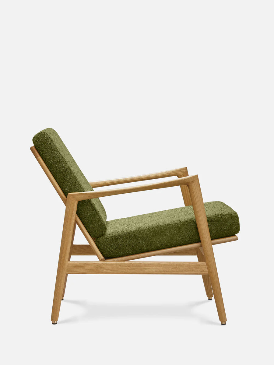 Stefan Lounge Chair - in Boucle Olive Fabric