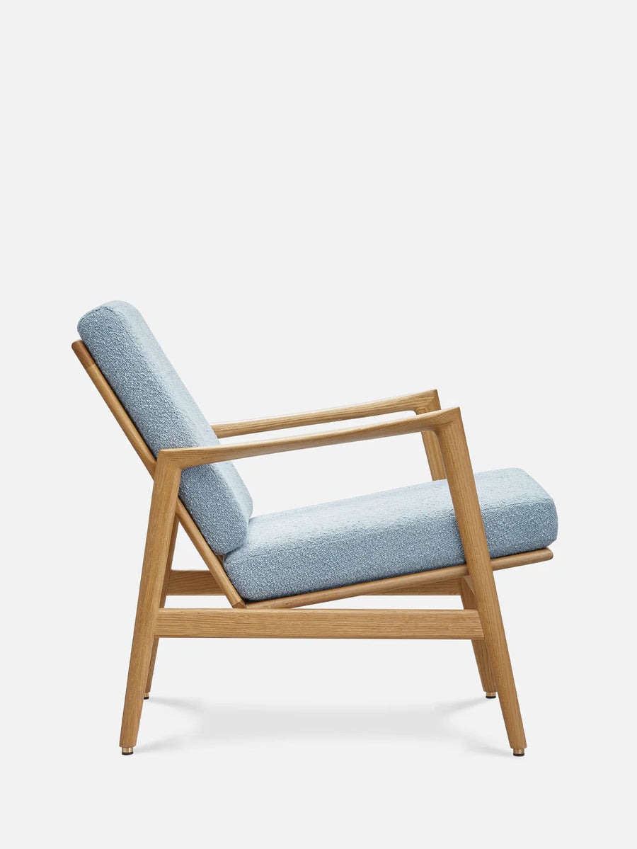 Stefan Lounge Chair - in Boucle Blue Fabric