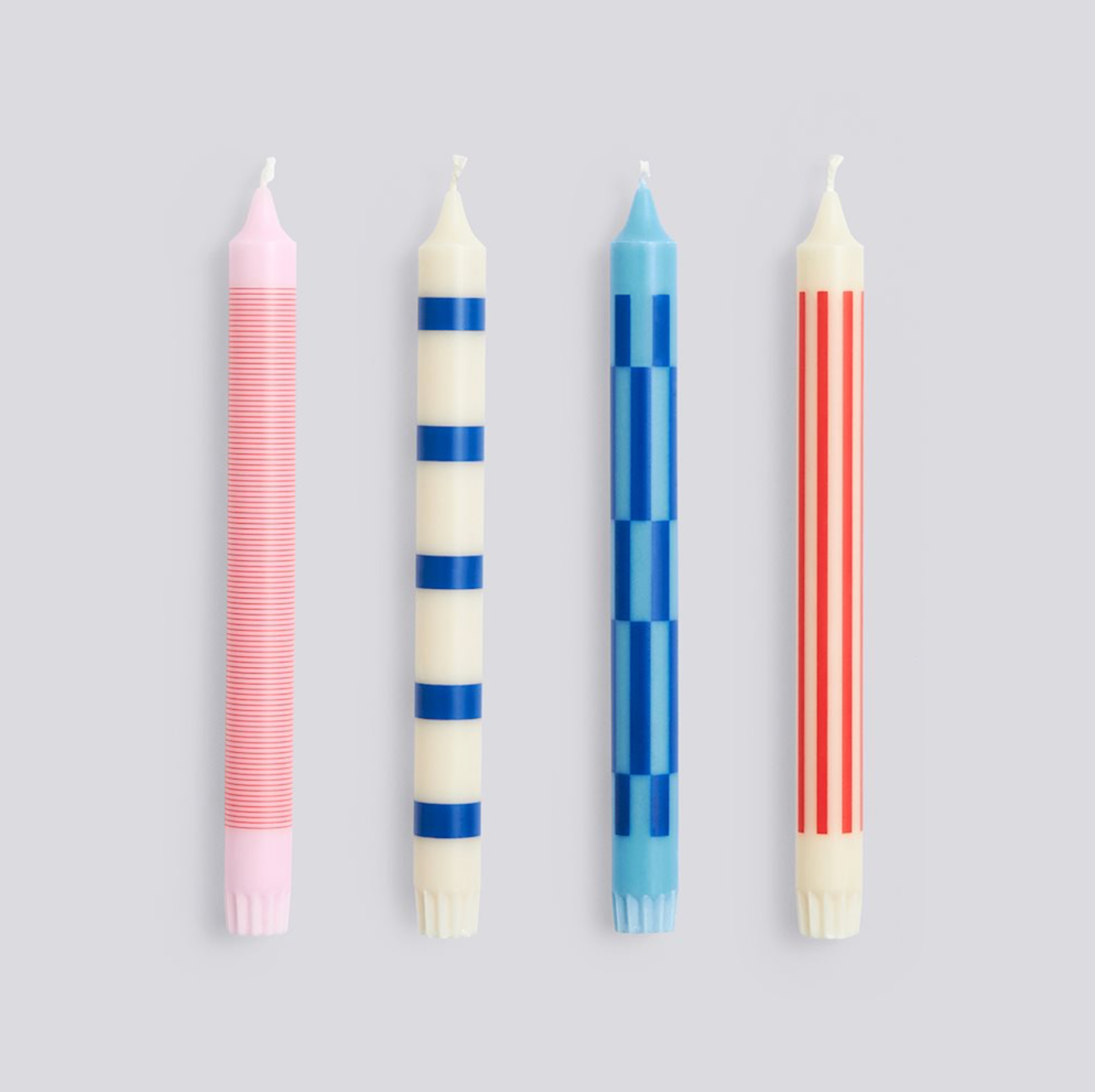 Pattern Candle / Set of 4 / Pink, Red and Blue Set