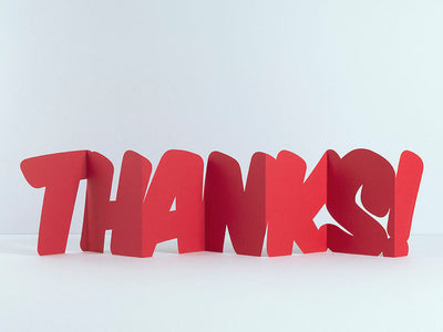 Thanks! free standing typographic card