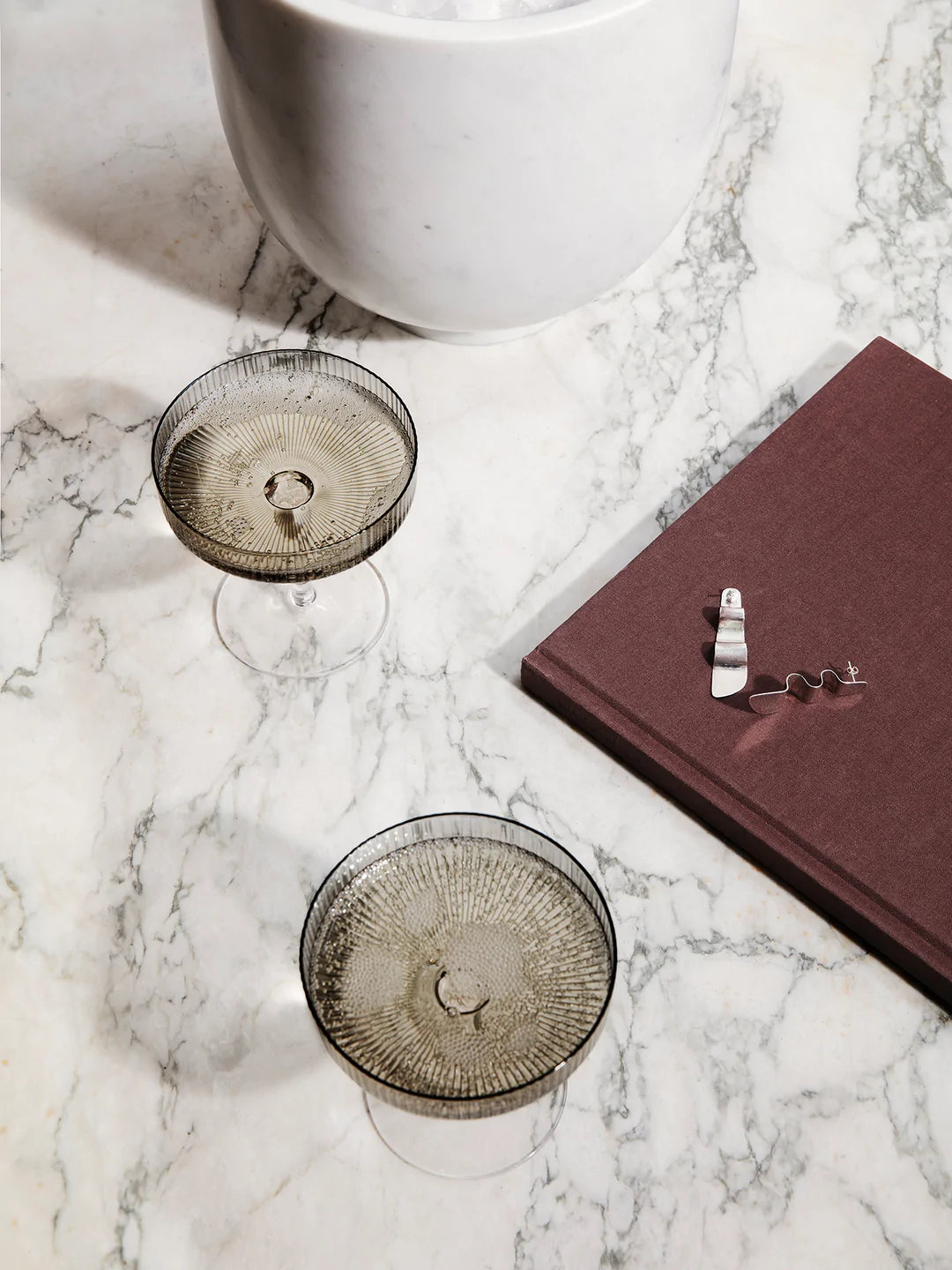 Ripple Champagne Saucers (set of 2) Smoked Grey