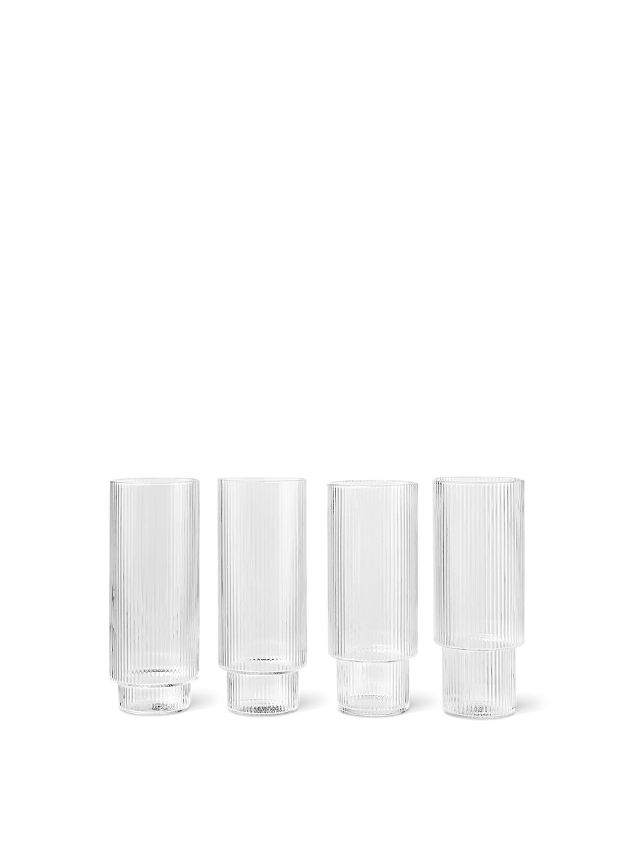 Ripple Long Drink Glasses (Set of 4) Clear