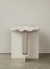 Androgyne Side Table Ø40cm, Ivory Steel, Calacatta Viola Marble