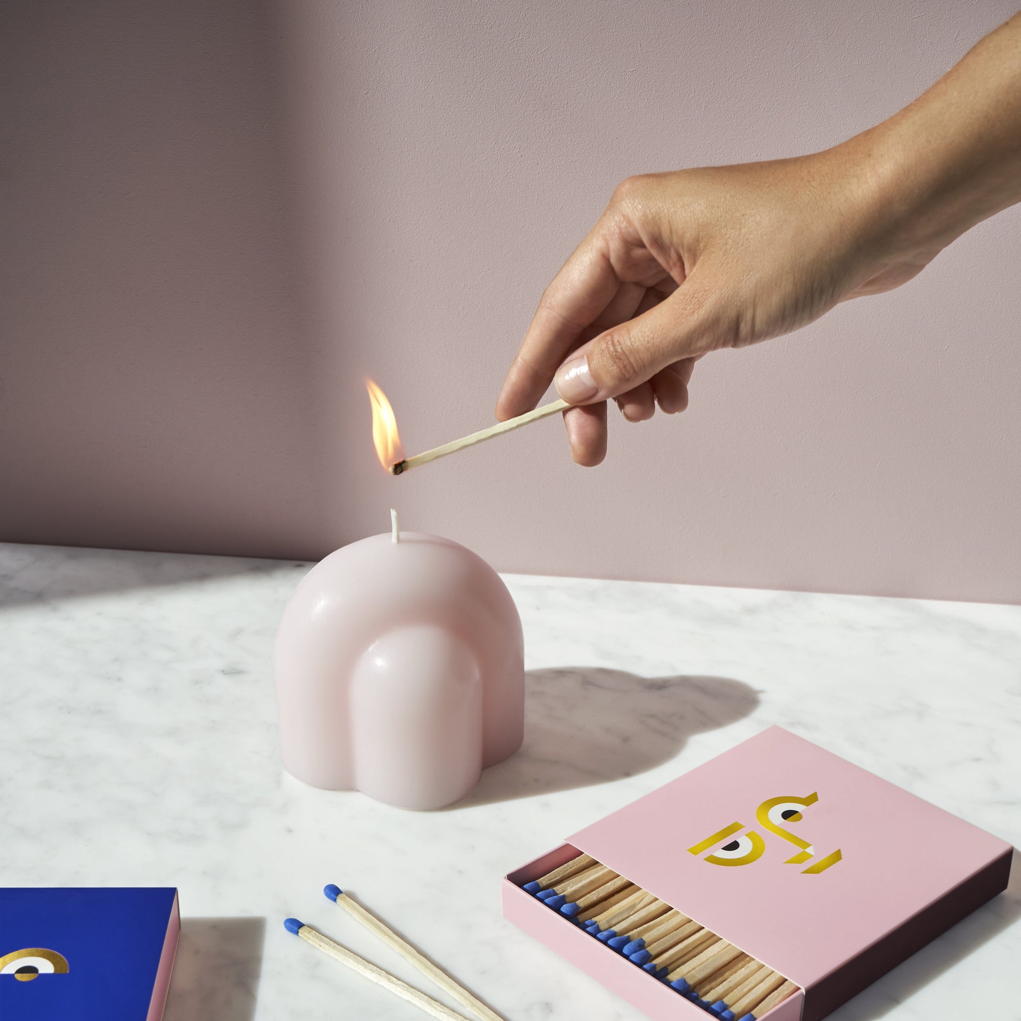 Candle Sculpture Templo Pale Rose