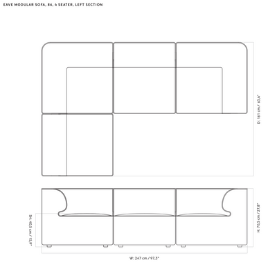 Eave Modular Sofa, 86, 4 Seater, Left Corner