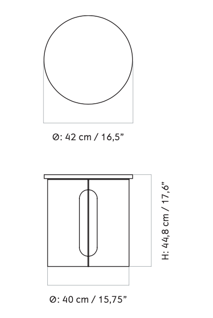 Androgyne Side Table Ø40cm, Ivory Steel, Calacatta Viola Marble