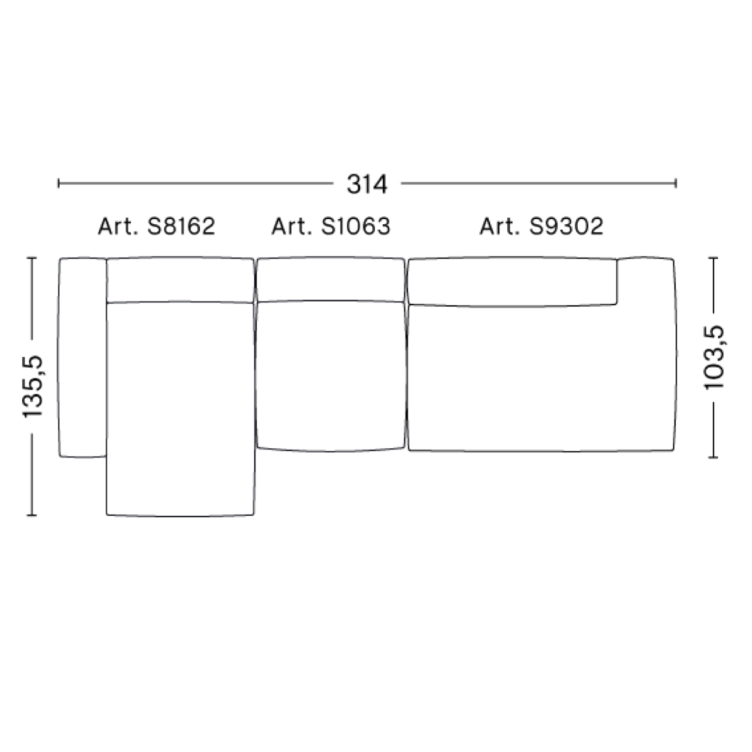 Mags Soft 3 Seater Combination 3 LEFT armrest