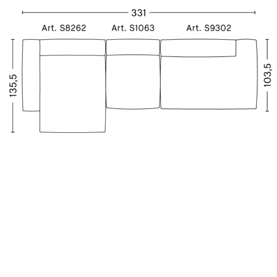 Mags Soft 3 Seater Combination 4 LEFT armrest