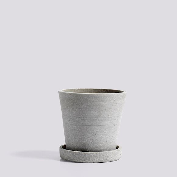 Flowerpot with Saucer Small Grey