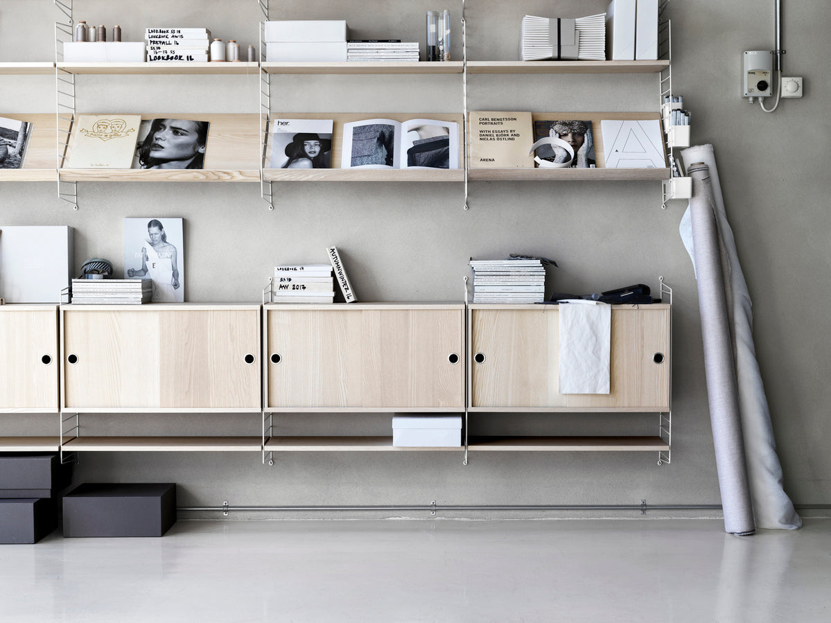 String Cabinet with Sliding Doors